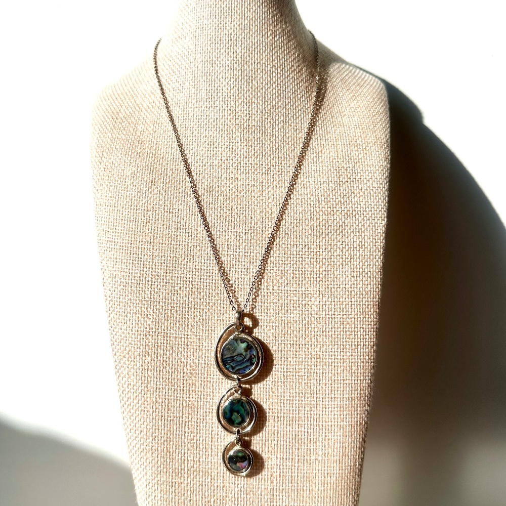 Paua Shell Pendant | Abalone | Boho | Silver-Tone